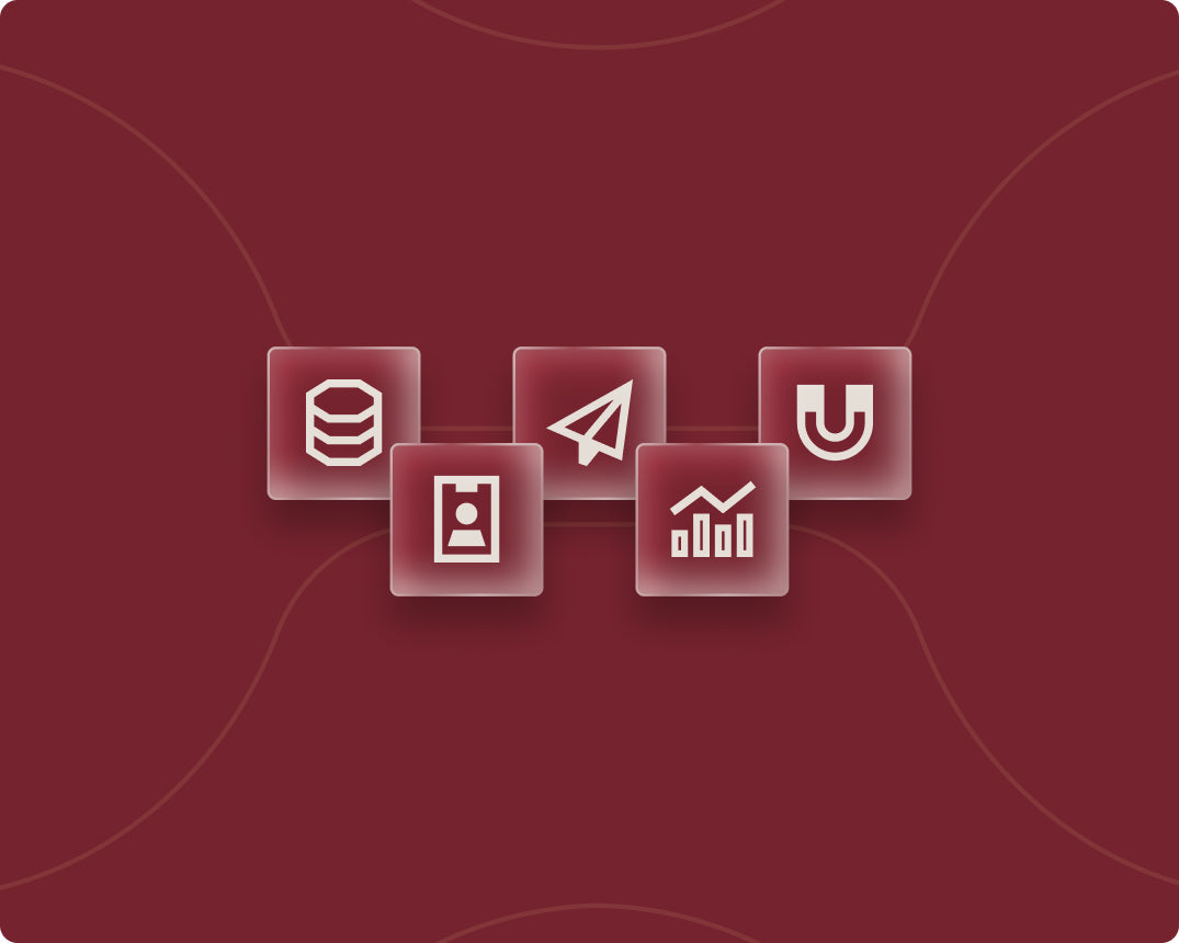 Abstract graphic with icons representing GTM tools