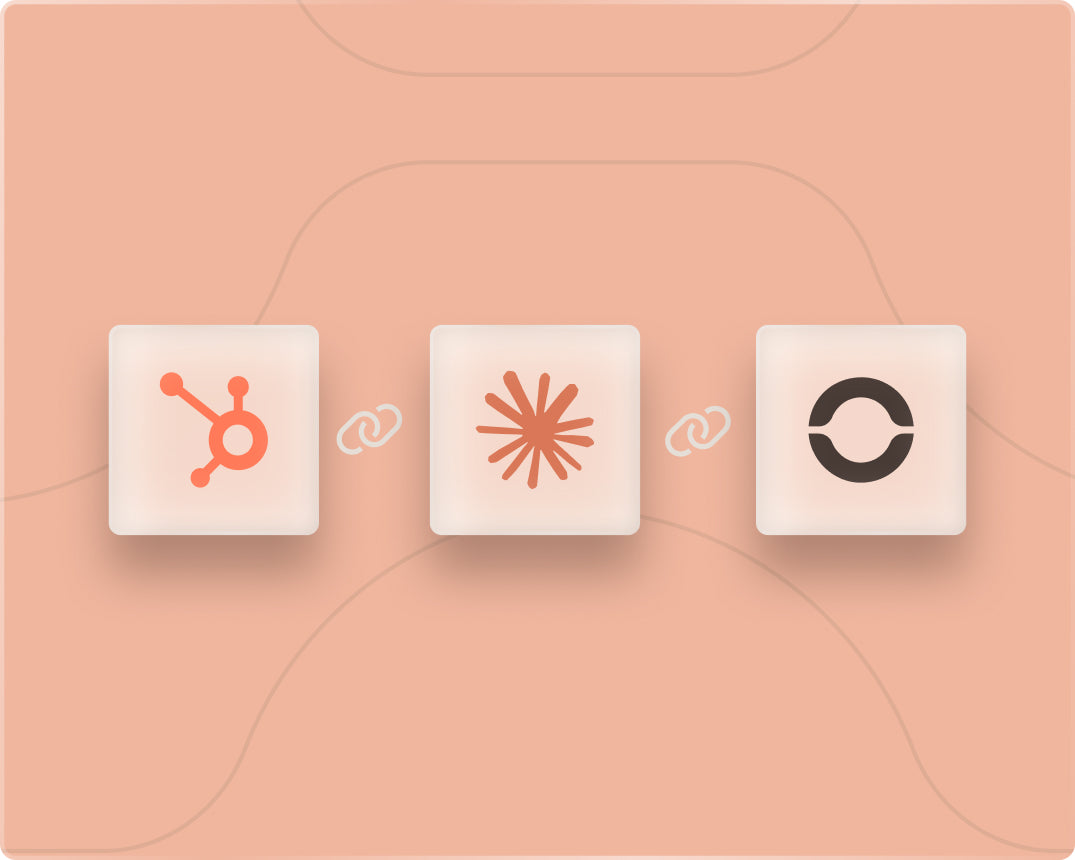 Abstract graphic of Claude, HubSpot, and Ask Popl logos