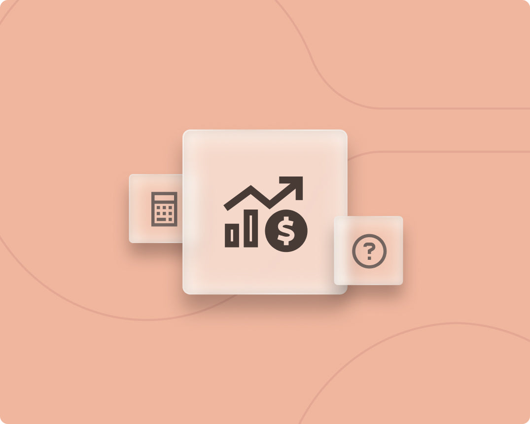 Graphic with chart, calculator, and question mark icons