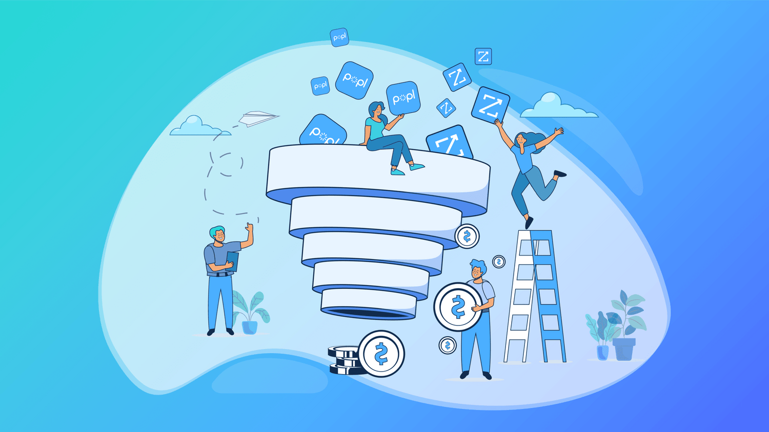 People are holding Popl and ZoomInfo logos