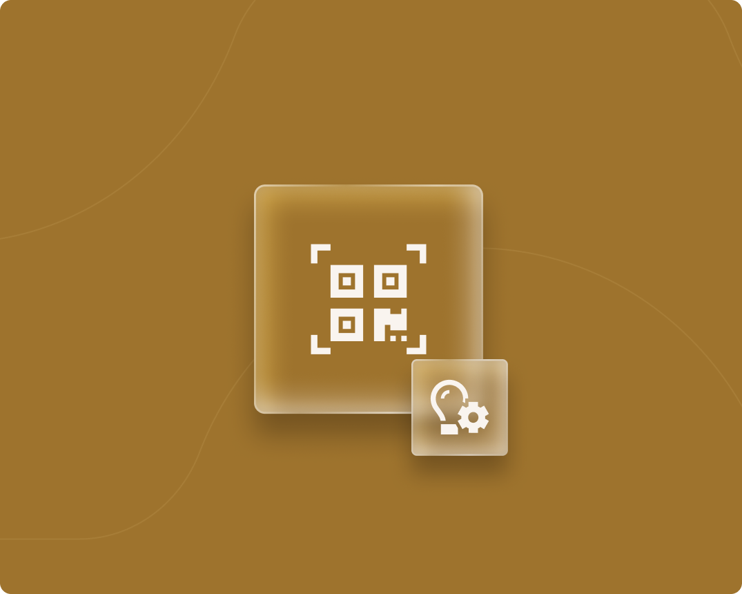 Abstract graphic of a badge scanning a QR code 