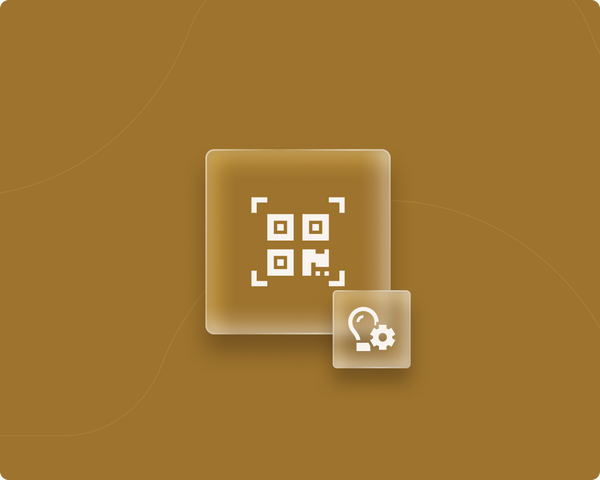 Abstract graphic of a badge scanning a QR code 