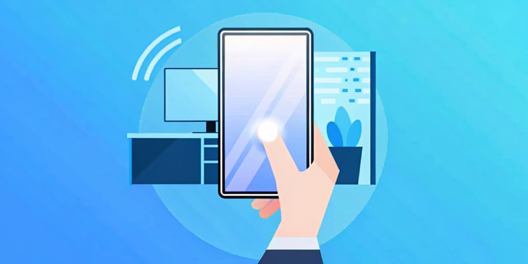 NFC business card being tapped by a smartphone.