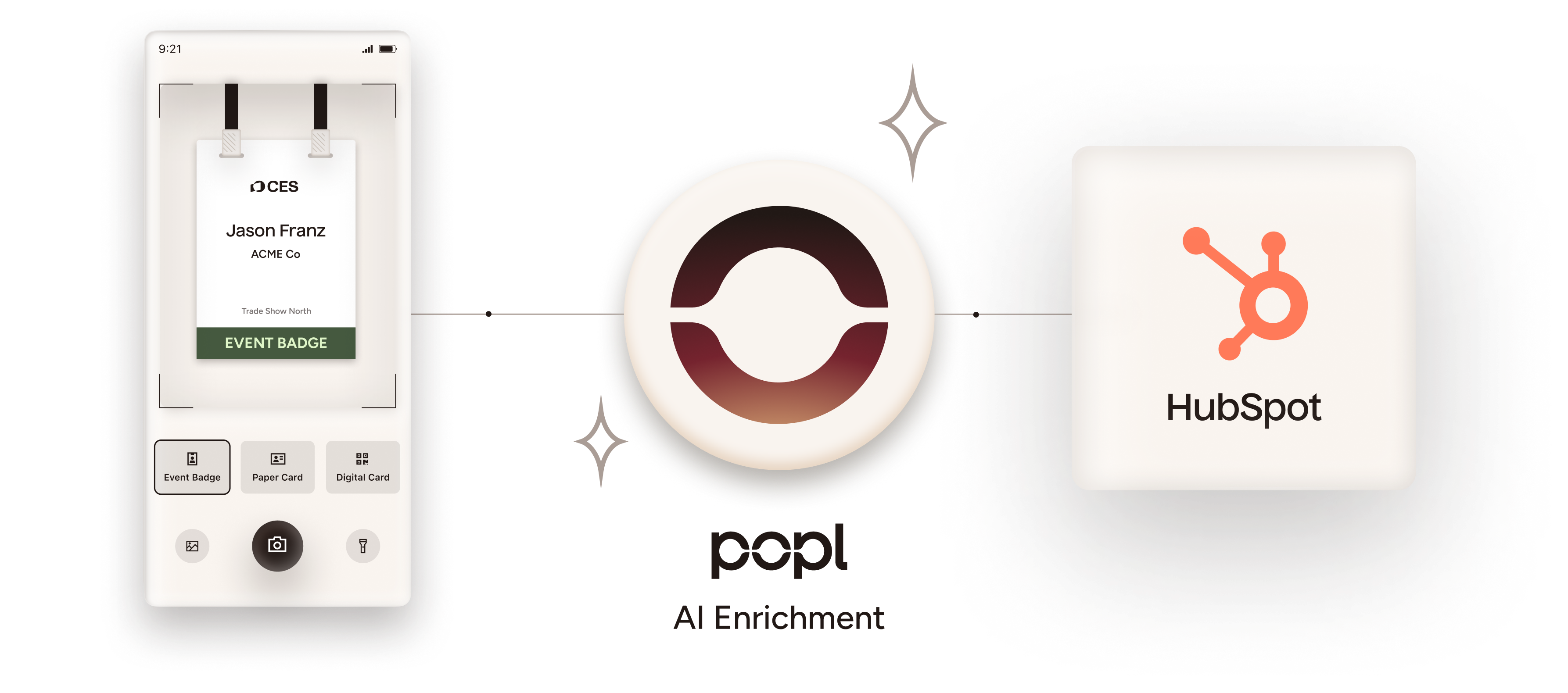 Scan badges and sync directly to Hubspot