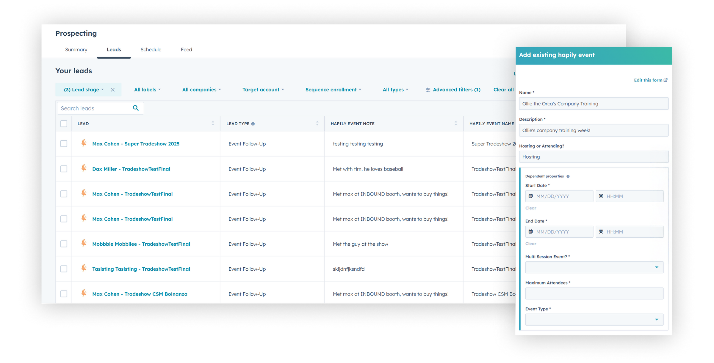 Event•Hapily HubSpot-native event management and AI-powered lead capture platform