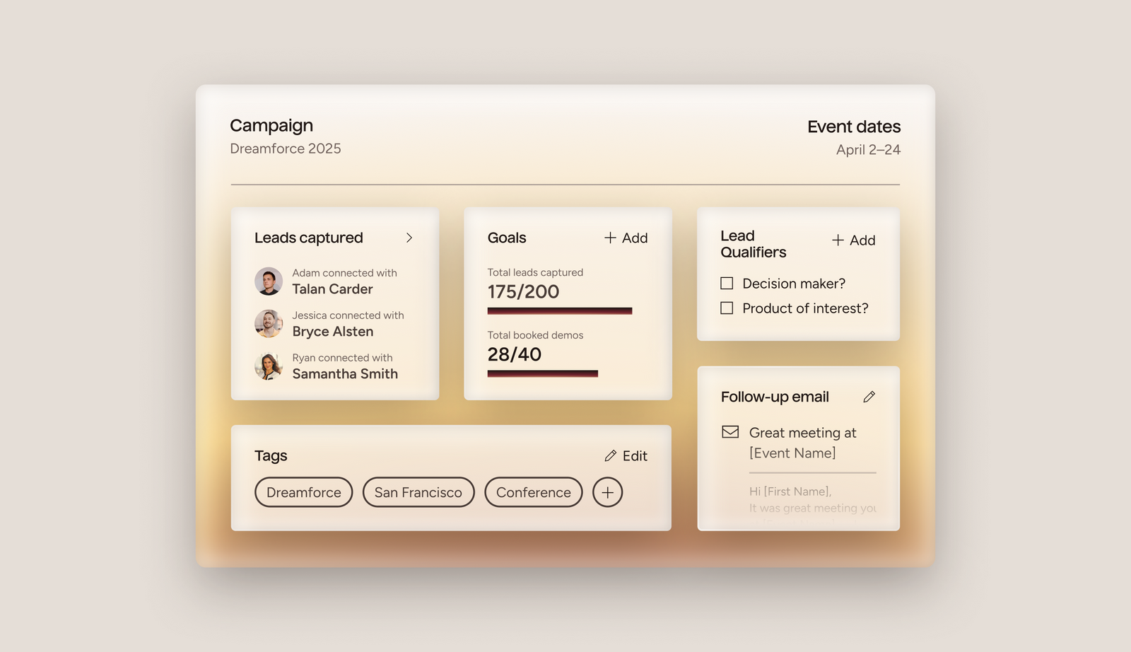Event Campaigns and qualifying questions