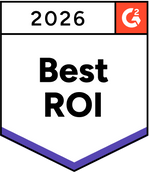 Badge indicating 'Best ROI 2026' with a G2 logo on a white background
