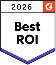 Badge indicating 'Best ROI 2026' with a G2 logo on a white background