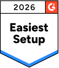 Logo with '2026 Easiest Setup' text and a G2 logo in the corner on a white background
