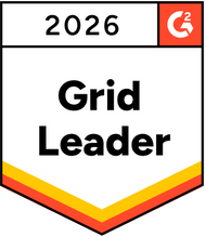 Badge with '2026 Grid Leader' text and G2 logo on a white background