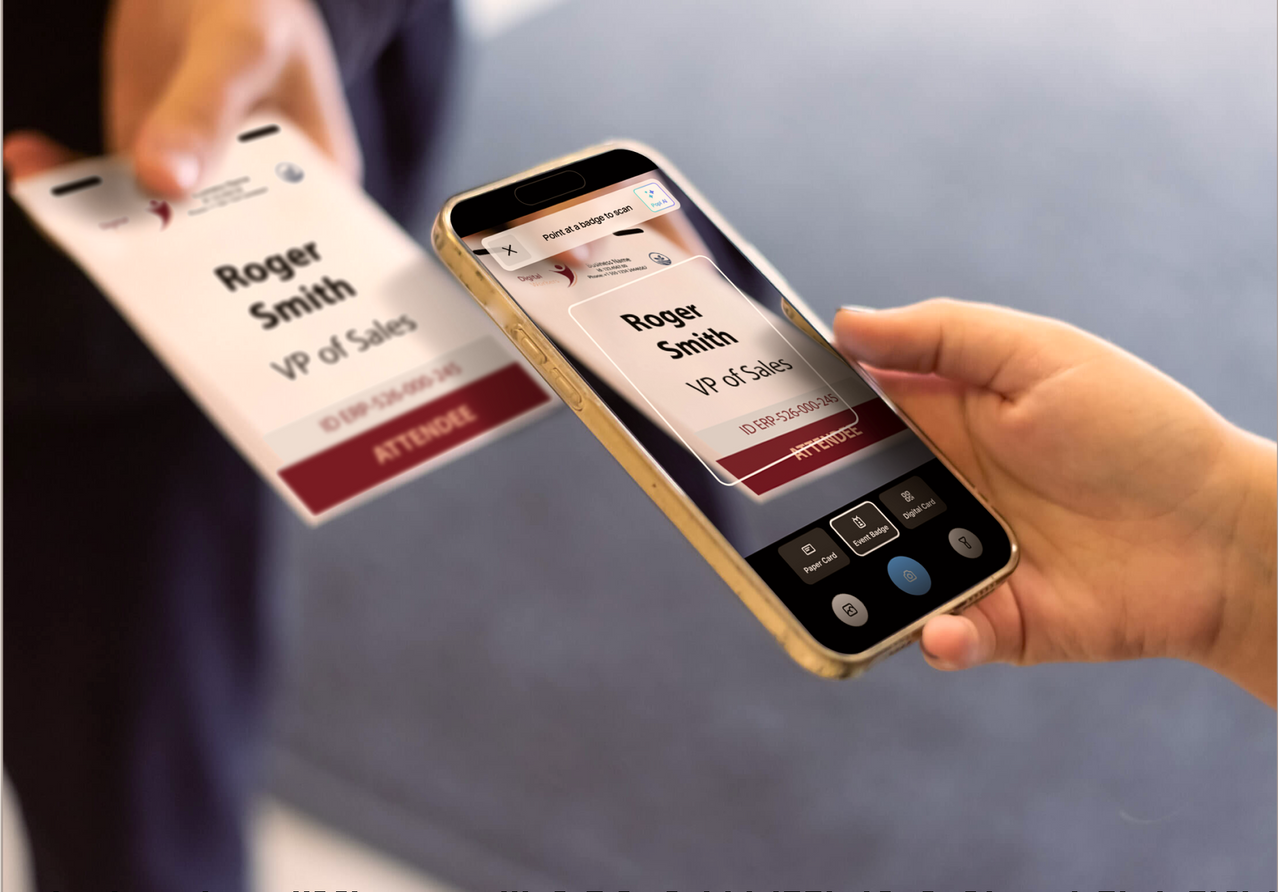 Using a phone to scan an event badge